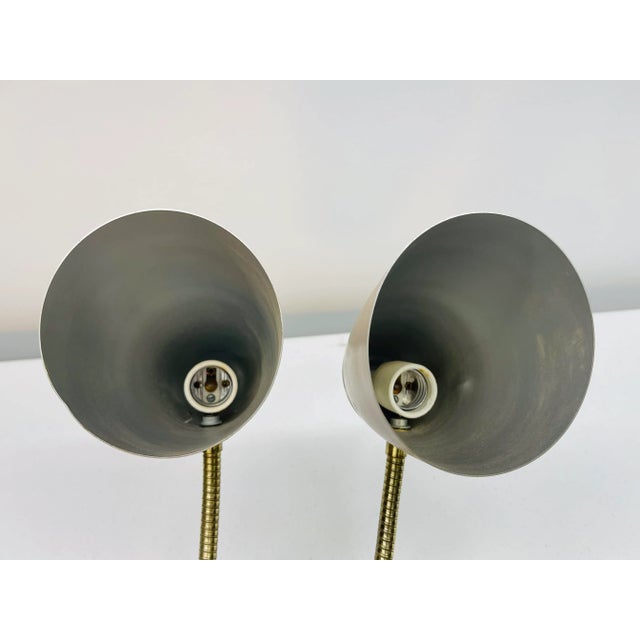 Vintage 1950s Double Gooseneck Table Lamp For Sale - Image 9 of 10