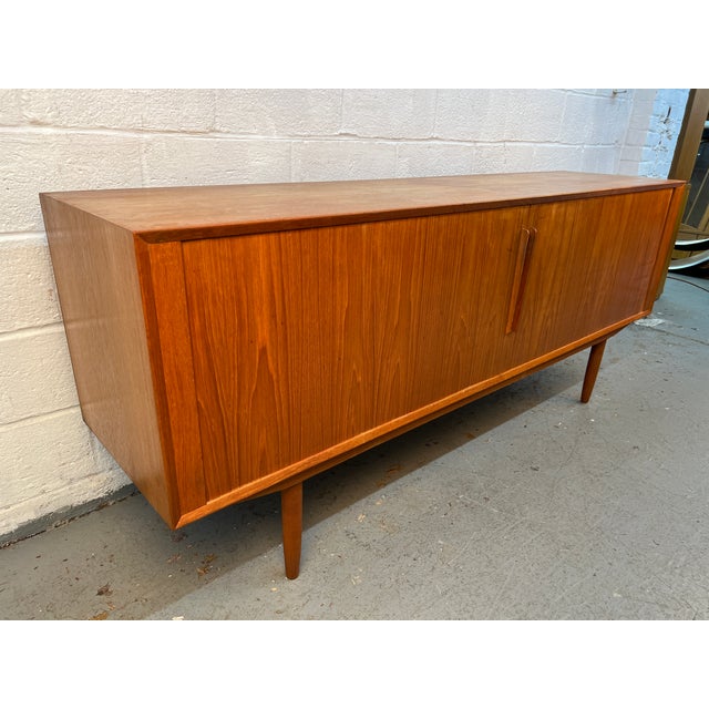 Mid 20th Century Mid-Century Modern Teak Credenza W/ Tambour Doors For Sale - Image 5 of 18