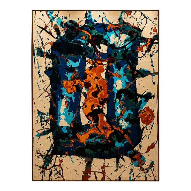 Tapis Sam Francis Sf-312 – Pièce Unique – Noué Main – Laine Soyeuse Sur Coton – Dimensions 205 X 290 Cm (81 X 114 In) For Sale