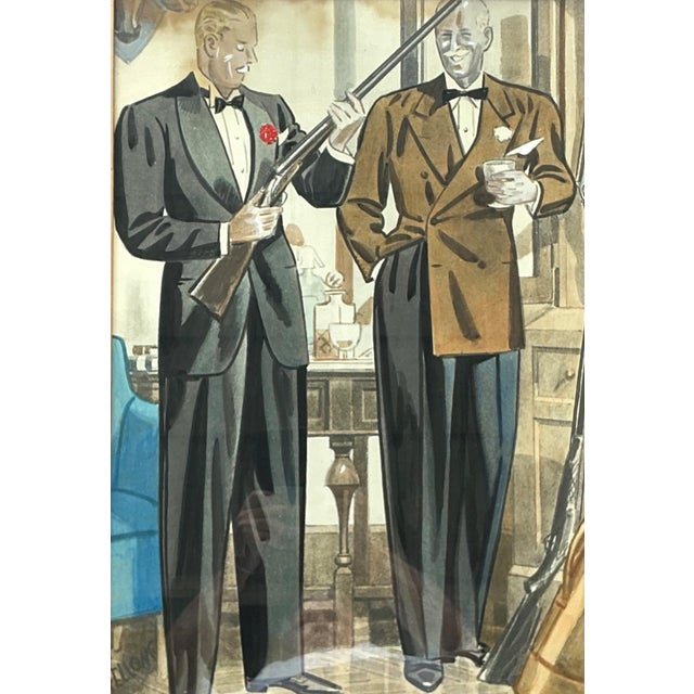 Vintage Framed Gentlemen's Club Illustration For Sale - Image 10 of 18