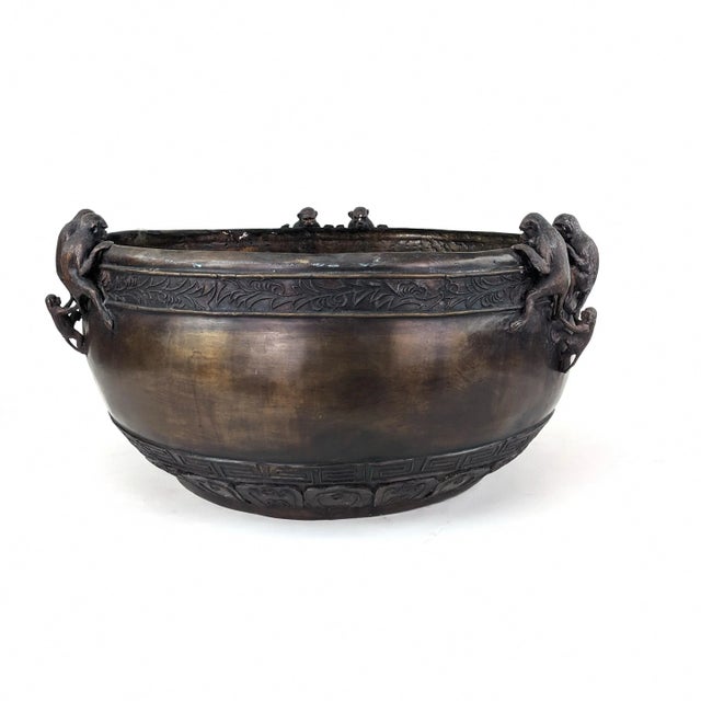 Japanese Late 20th Century Vintage Giant Bronze Monkey Planter *** XL Size *** For Sale - Image 3 of 10