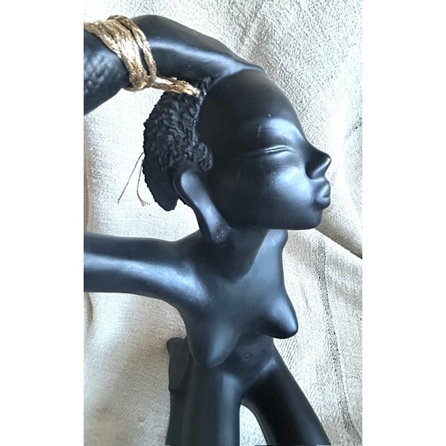 Vintage Seated African Woman Ceramic Sculpture For Sale - Image 16 of 18