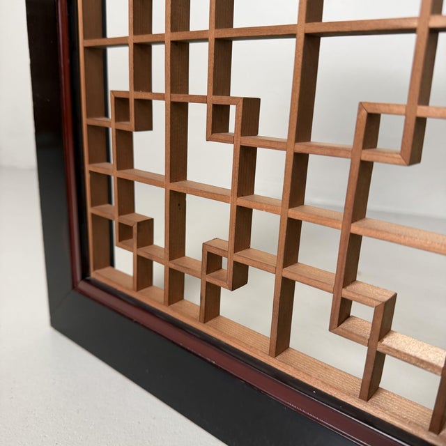 Black Japanese Ranma with Kumiko Lattice Serene Wall Panel, 1950s For Sale - Image 8 of 14