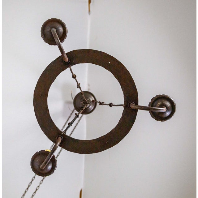 Early 20th Century Rustic Iron 3-Light Ring Chandelier For Sale - Image 4 of 10