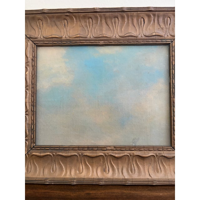 Mid 19th Century Antique Hand Painted Framed Oil on Canvas Cloudscape, Mid-19th Century For Sale - Image 5 of 8