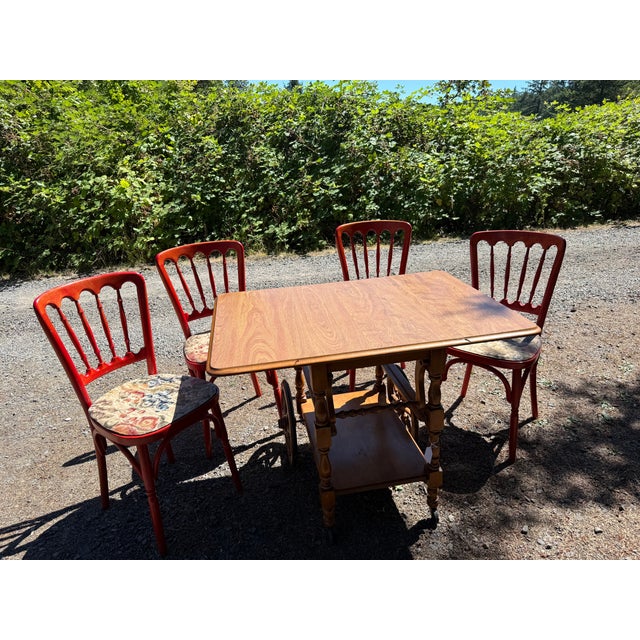 Vintage Thonet Style Bentwood Bistro Chairs With Grape Leaf Upholstery For Sale In Portland, OR - Image 6 of 10