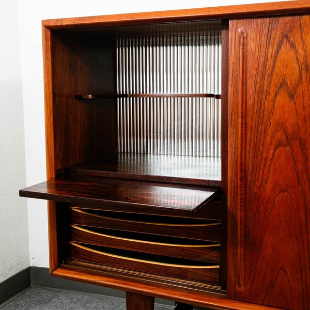 Brown Mid Century Danish Modern Credenza Teak Sideboard Central Bar Rosewood MCM 78" For Sale - Image 8 of 11