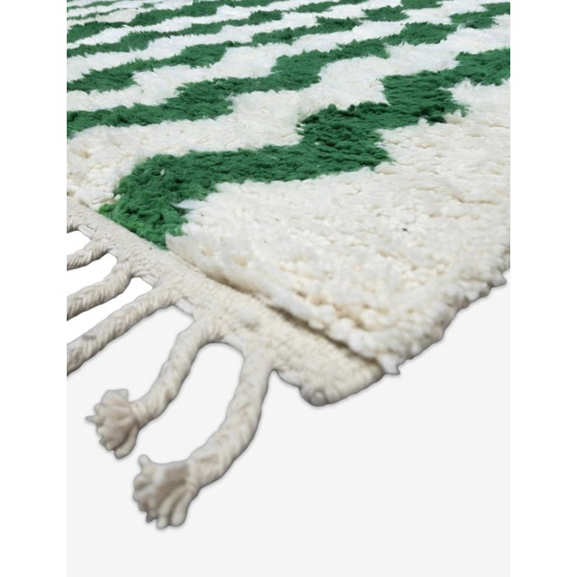 Green Wave Stripe Rug - 10.1 X 8.2 Ft For Sale - Image 4 of 6