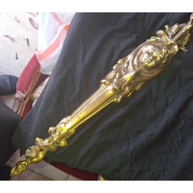 19thc French Art Nouveau Gilt Bronze "Beautiful Baby Face" Sconce With Designer Art Glass Period Shade For Sale - Image 14 of 18