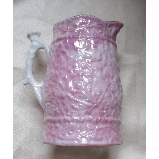 Antique Victorian Ornate Pink Gold Gilded Deer Creamer Pitcher For Sale - Image 4 of 5