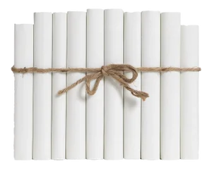 Decorative Books - Sand Paper Wrapped Book Bundle - 1 Foot of Off White Books