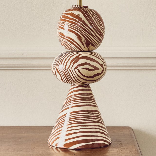 Contemporary Ceramic Swan Terracotta & White Table Lamp by Henry Holland Studio For Sale - Image 3 of 5