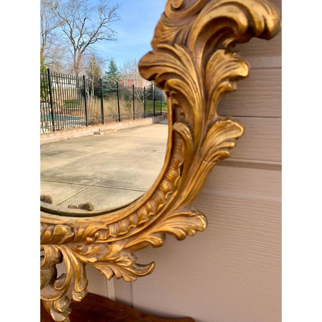 Louis XV Cartouche Rococo Baroque Gilt Wood Wall Mirror For Sale In South Bend - Image 6 of 12
