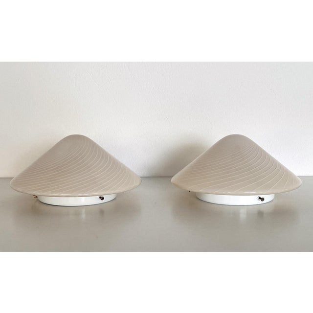 Mid-Century Italian Murano Glass Flush Mount with Swirl Glass, 1970s For Sale - Image 4 of 17