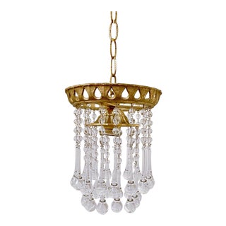 Mid 20th Century Italian Brass Upside Down Layered Cake Chandelier For Sale