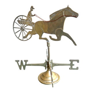 Vintage Country Brass and Copper Horse and Buggy Weathervane For Sale