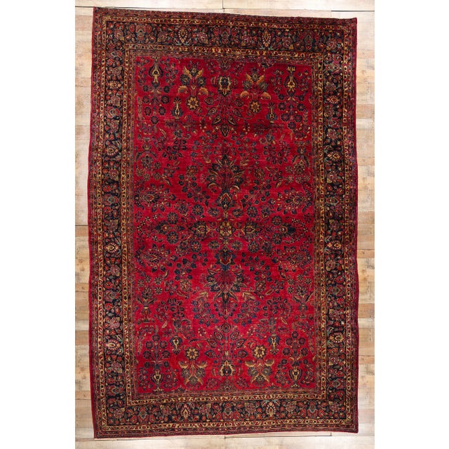 Antique Red Persian Sarouk Rug - 10'01 X 15'09 For Sale - Image 9 of 9