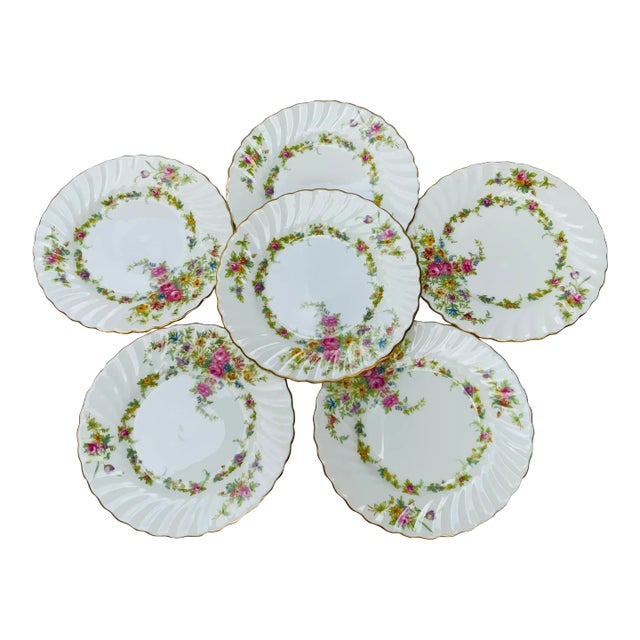 Exquisite Set of Minton Bone China Small Plates - Lorraine Pattern, C. 1925 For Sale