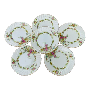Exquisite Set of Minton Bone China Small Plates - Lorraine Pattern, C. 1925