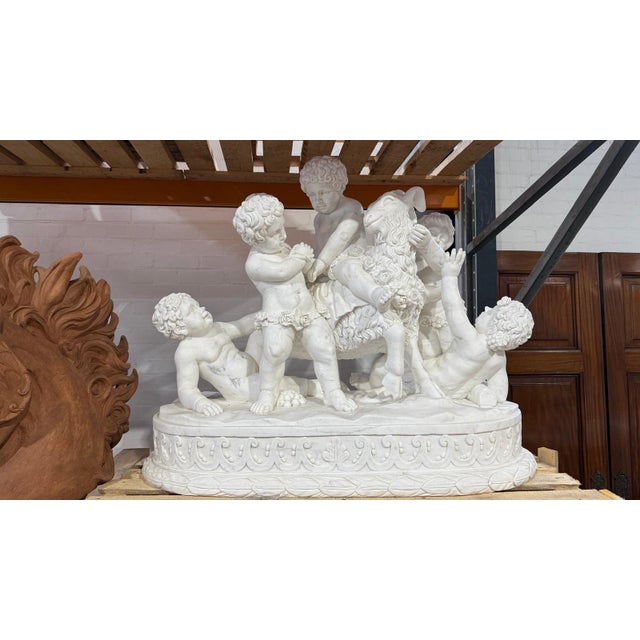 Sculpture of Children Playing, Carrara Marble For Sale - Image 4 of 5
