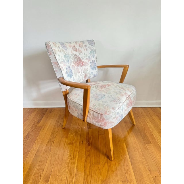 Textile Vintage Mid Century Modern Armchair With Floral Upholstery For Sale - Image 7 of 7
