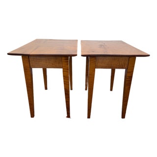 Pair of Tiger Maple End Tables For Sale