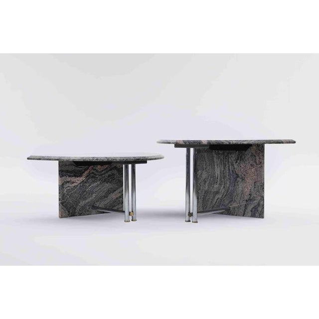 Vintage Italian Granite Coffee Tables with Chrome Base, 1980s, Set of 2 For Sale - Image 6 of 8