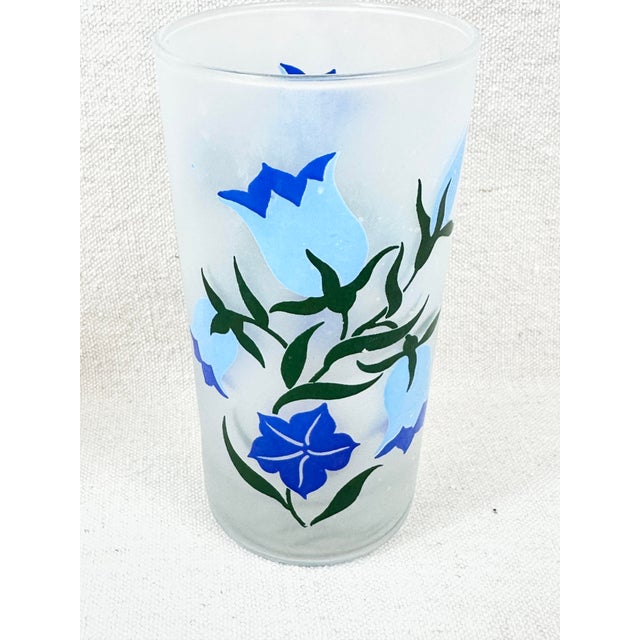 Glass Vintage 1950’s Boscul Frosted Floral Glasses- Set of 5 For Sale - Image 7 of 7