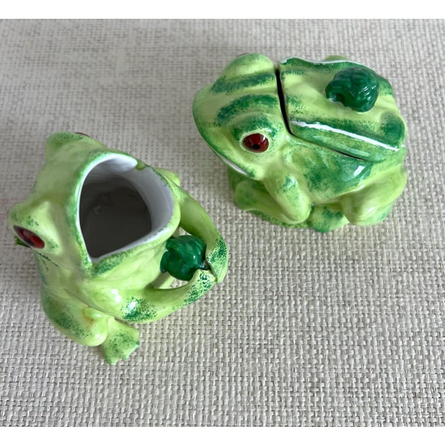Italian Frog Sugar Bowl and Creamer Set For Sale - Image 9 of 12