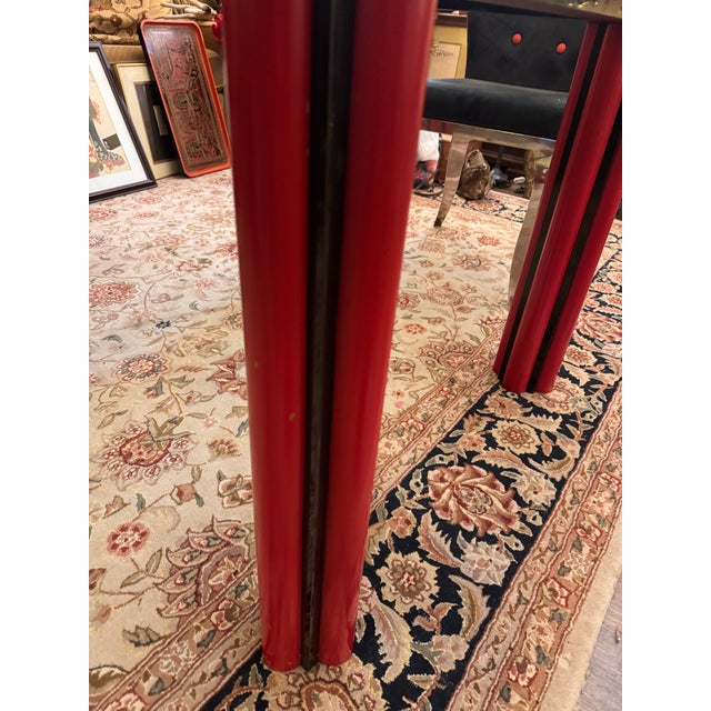 Late 20th Century Sculptural Red & Black Glass-Top Dining Table For Sale - Image 5 of 8