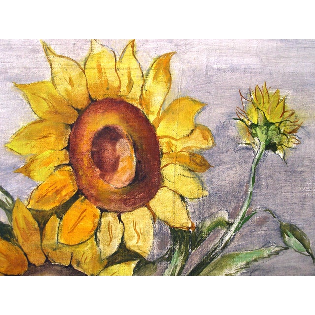 Bernhard Templin, Autumn Still Life with Sunflowers, 1920s, Tempera Painting on Canvas, Framed For Sale - Image 10 of 14