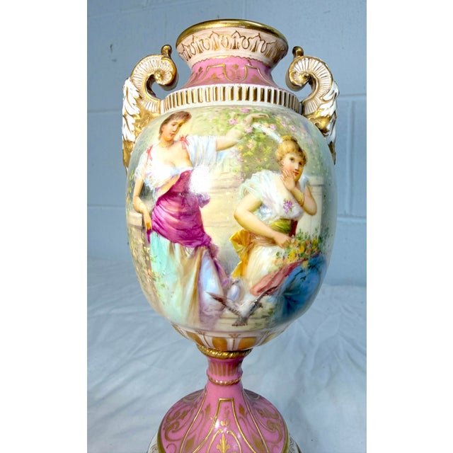Rare Antique 19th Century Royal Vienna German Hand Painted Porcelain Urn Vase For Sale In New York - Image 6 of 18