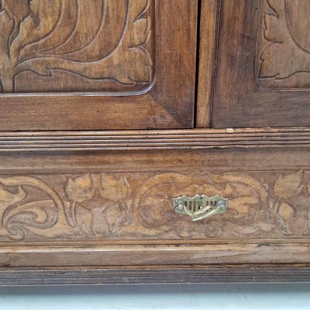 Viennese Art Nouveau Walnut Wardrobe with Floral Marquetry from Jacob & Josef Kohn, 1890s For Sale - Image 14 of 18