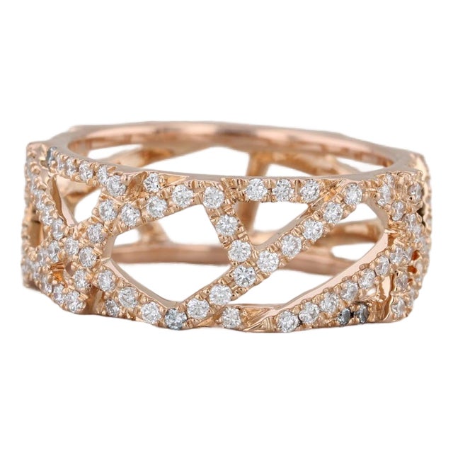 0.80ctw Diamond Abstract Lattice Work Ring 18k Rose Gold Size 6.75 Band For Sale