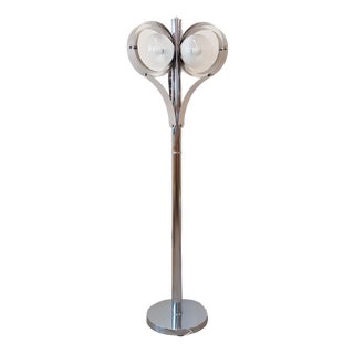 Space Age Floor Lamp with Three Lights in Chromed Metal, 1970s For Sale