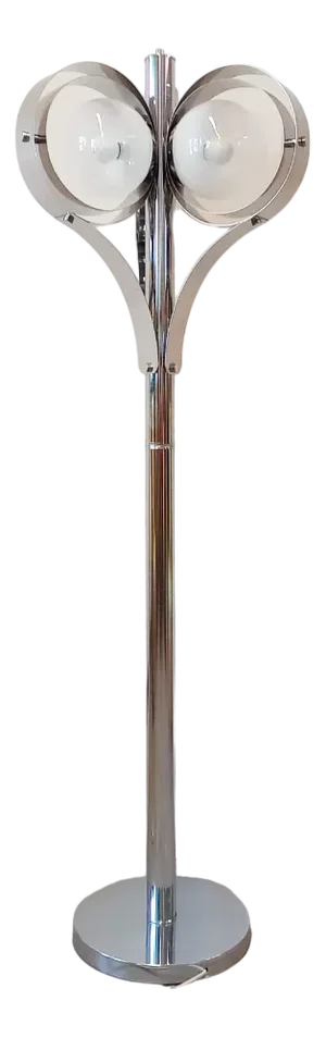 Space Age Floor Lamp with Three Lights in Chromed Metal, 1970s