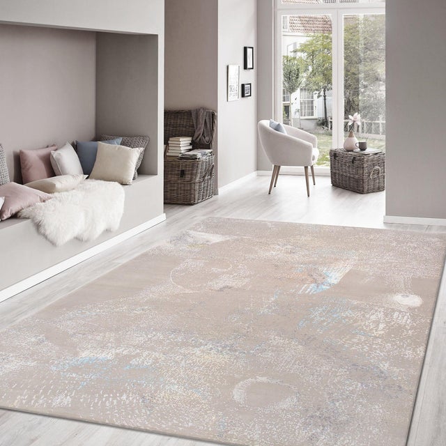 Pasargad Home Modern Silver Silk & Wool Area Rug, 9' 4'' X 12' 3'' For Sale In New York - Image 6 of 6