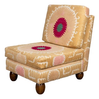 Slipper Chair Upholstered in Suzani For Sale