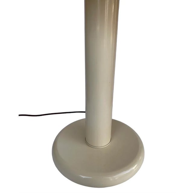Postmodern 1980s Enamel Ivory Table Lamp With Original Pleated Shade - A Pair For Sale - Image 3 of 9
