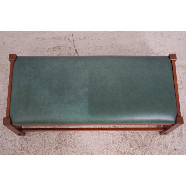 Mission Stickley Mission Cherry Leather Bench For Sale - Image 3 of 16