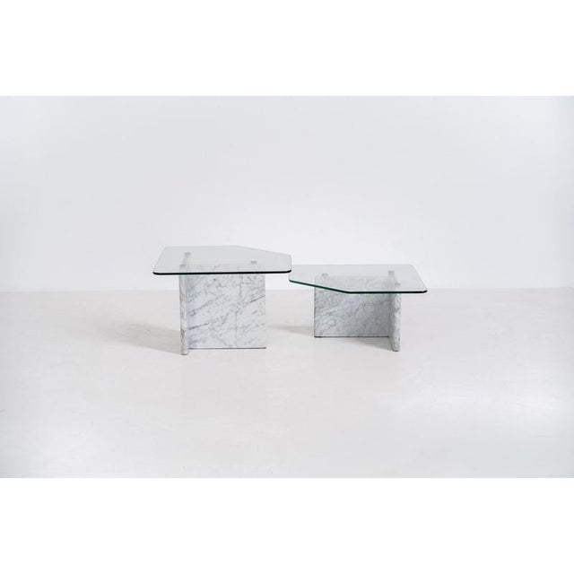 Marble & Glass Coffee Tables, Set of 2 For Sale - Image 4 of 11