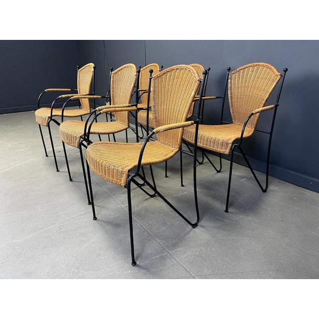 1960s Wicker Chairs by Frederick Weinberg, 1960s, Set of 6 For Sale - Image 5 of 15