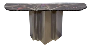 Greg Sheres Contemporary Studio Crafted Steel and Granite Top Console Table