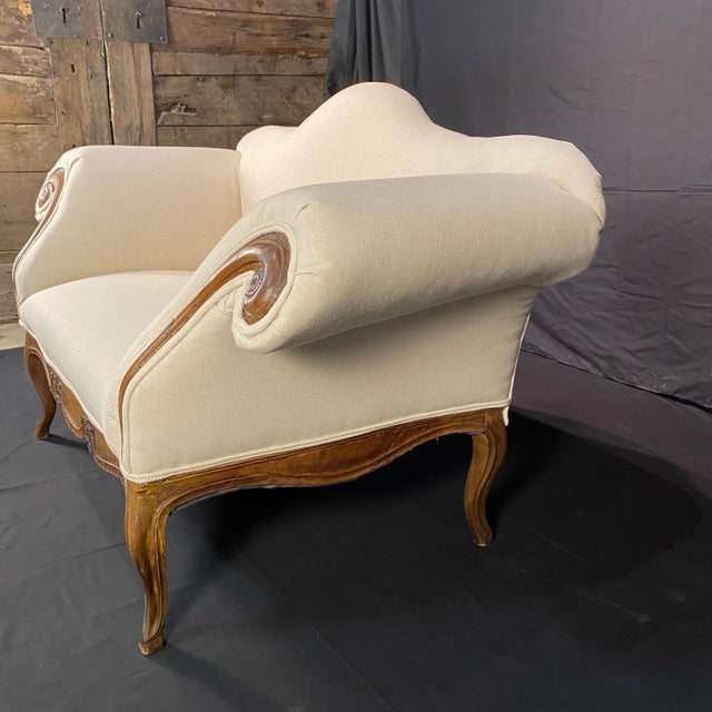 Louis XV Antique French Sofa or Loveseat Triple Arched With New Upholstery For Sale - Image 9 of 10
