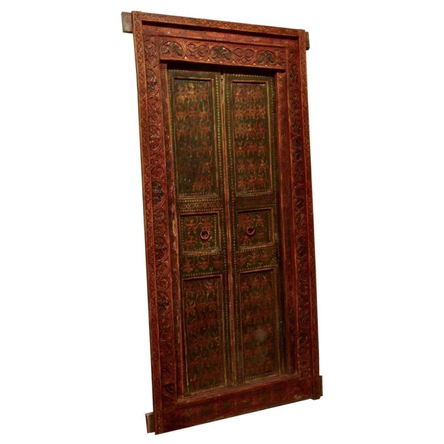 Anglo Indian Painted Doors in Original Frame, 1880s For Sale - Image 11 of 11