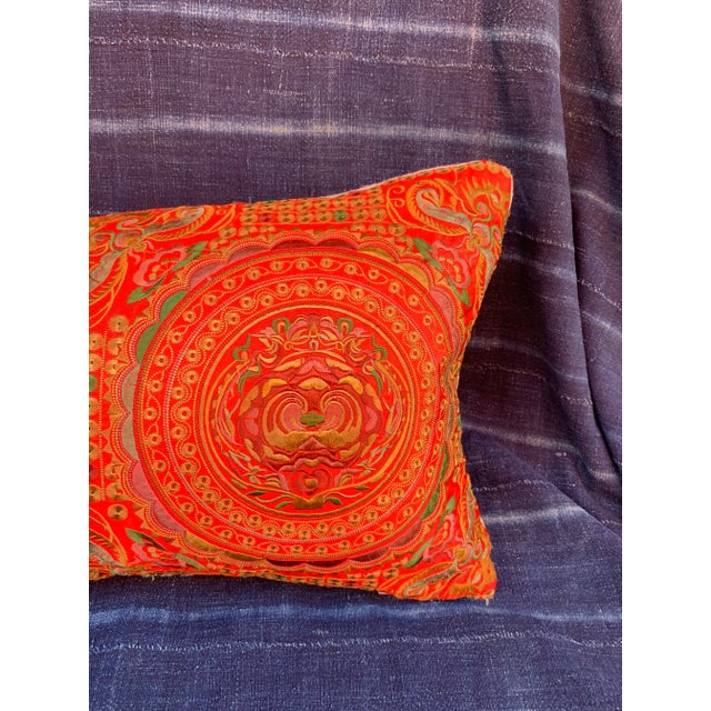2010s Hollywood Regency Silk Embroidered Chinoiserie Floral Moth Pillow For Sale - Image 5 of 9