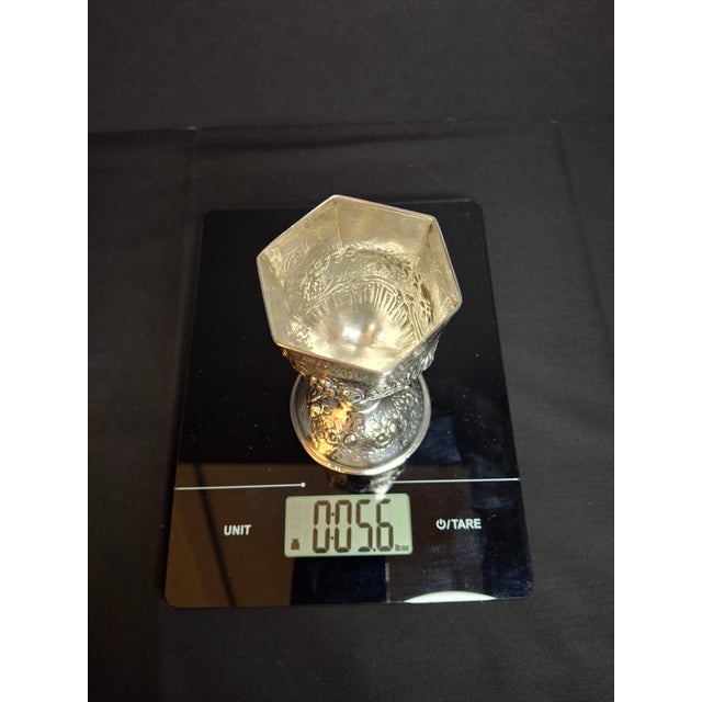 Antique German 800 Solid Silver Hexagonal Kiddush Cup Goblet Judaica Shabbat C1890 For Sale - Image 18 of 18