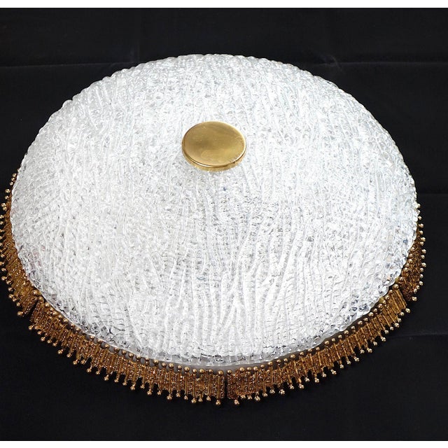 Metal Vintage Ceiling Lamp in Brass and Frosted Glass from Palwa, 1960s For Sale - Image 7 of 9