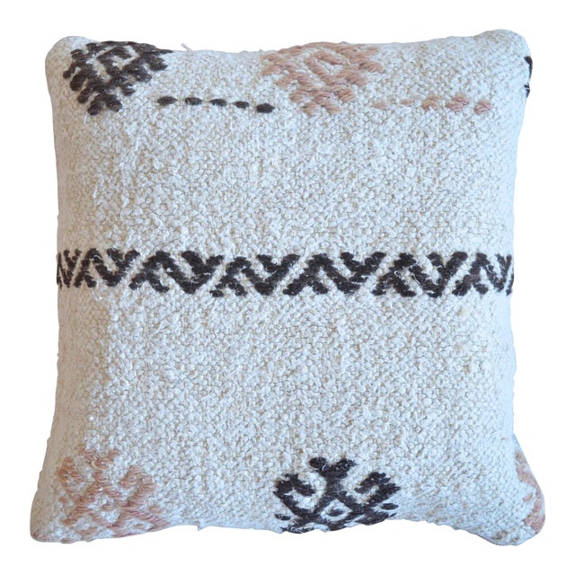 Vintage Handmade Hemp Kilim Rug Pillow Cover For Sale