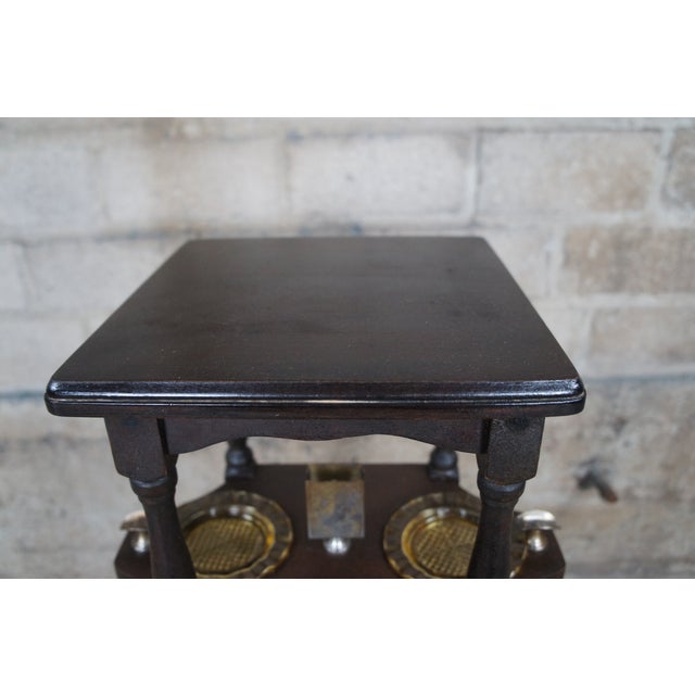 Wood Antique Early 20th Century h.t. Cushman Petite Smoking Stand Humidor Ashtray For Sale - Image 7 of 12